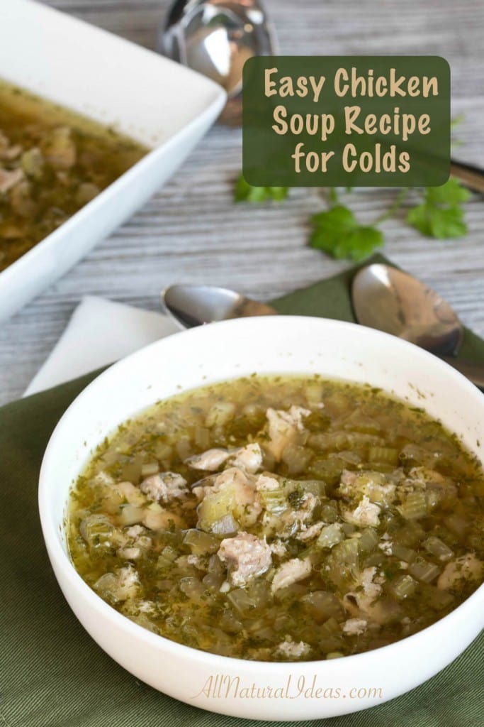 An easy chicken soup recipe for colds and flu that helps relieve common symptoms. Keep some chicken broth handy to make this low carb chicken soup any time.