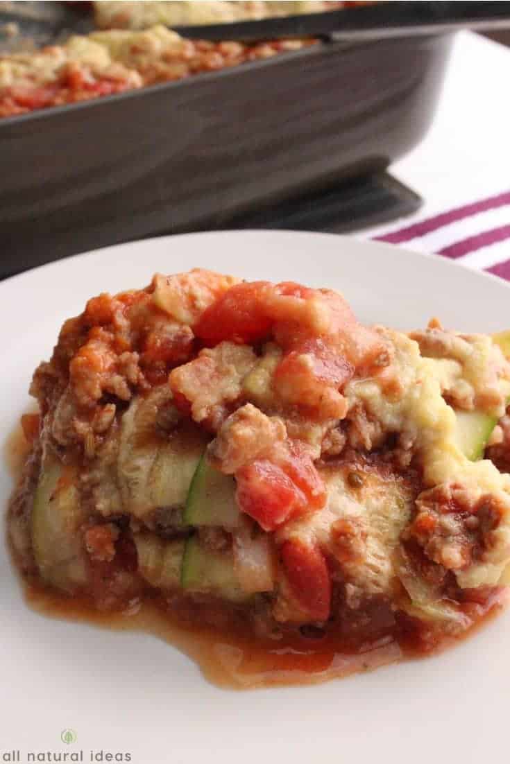 Plate of easy paleo zucchini lasagna