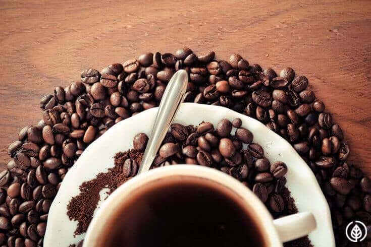 coffee cup and beans