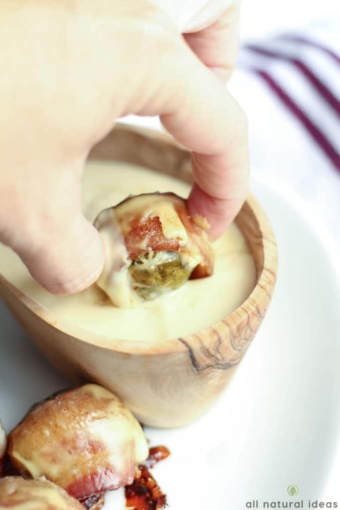 dipping in mustard sauce